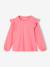 Tee-shirt blouse fille manches longues à volant personnalisable écru+rose - vertbaudet enfant 
