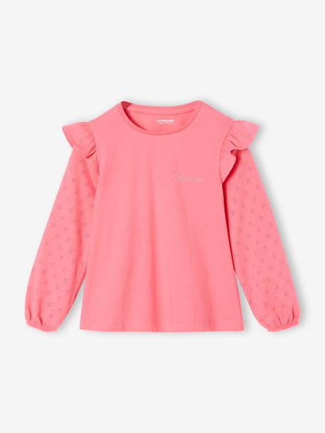 Fille-Tee-shirt blouse fille manches longues à volant personnalisable