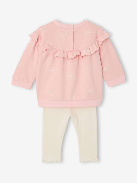 Set sweater met ruche + legging baby ecru+rozen - vertbaudet enfant 