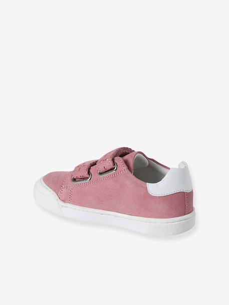 Baskets enfant fille cuir à scratchs bordeaux+or+rose - vertbaudet enfant 