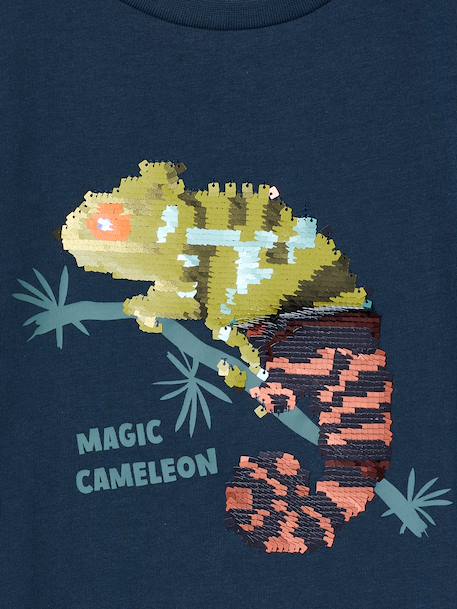 Tee-shirt garçon motif à sequins réversibles blanc+bleu nuit+bleu océan+écru+vert d'eau - vertbaudet enfant 