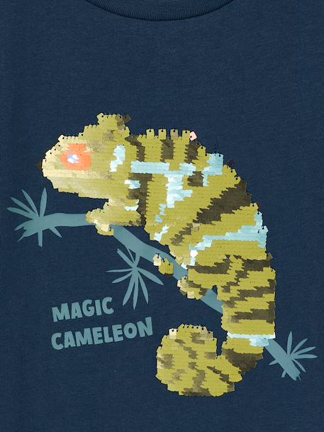 Tee-shirt garçon motif à sequins réversibles blanc+bleu nuit+bleu océan+écru+vert d'eau - vertbaudet enfant 