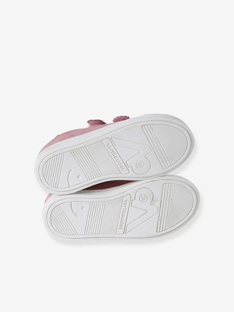 Baskets enfant fille cuir à scratchs bordeaux+or+rose - vertbaudet enfant 