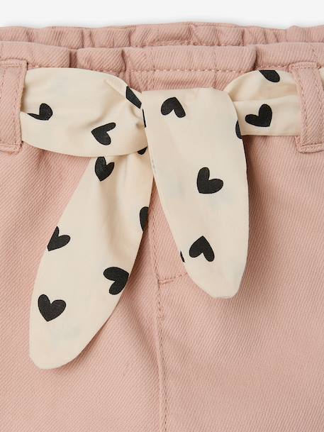 Pantalon paperbag bébé avec ceinture cappuccino+lichen+vieux rose - vertbaudet enfant 