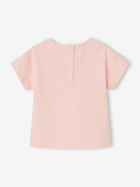 T-shirt voor babymeisjes met gehaakte details ecru+lichtroze - vertbaudet enfant 