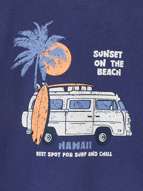 T-shirt manches longues garçon bleu ardoise+écru - vertbaudet enfant 
