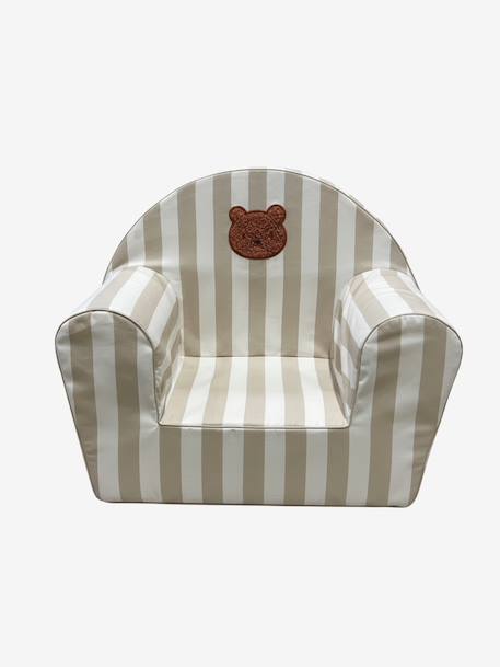 Fauteuil en mousse rayé Ourson personnalisable rayé beige - vertbaudet enfant 