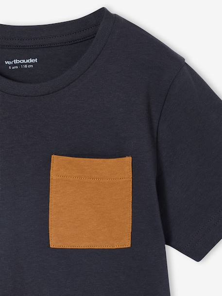 Set van 3 T-shirt met korte mouwen karamel+marineblauw+pecannoot+saliegroen - vertbaudet enfant 