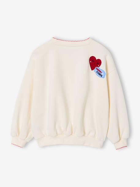 Sweat fille avec patchs écru - vertbaudet enfant 