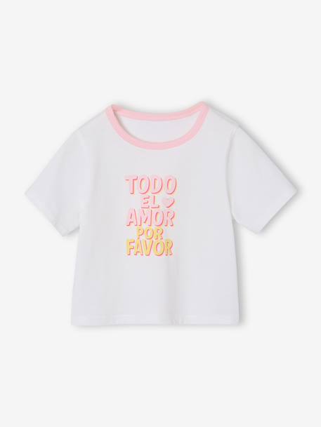 T-shirt manches courtes fille écru - vertbaudet enfant 