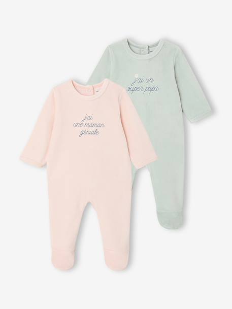 Lot 2 pyjamas bébé fille velours rose - vertbaudet enfant 