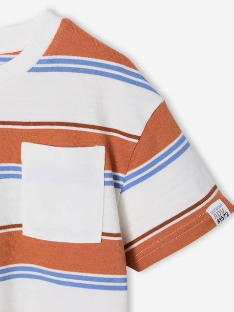 T-shirt garçon rayé orange imprimé - vertbaudet enfant 