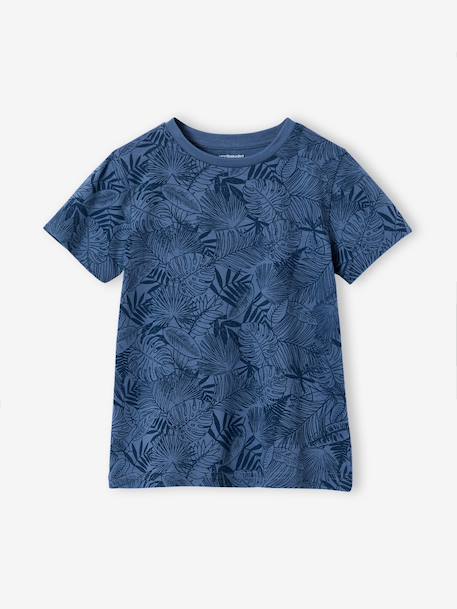 T-shirt garçon imprimé blanc chiné+bleu jean+lichen+menthe - vertbaudet enfant 
