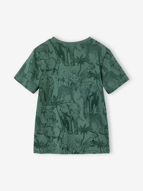 T-shirt garçon imprimé blanc chiné+bleu jean+lichen+menthe - vertbaudet enfant 