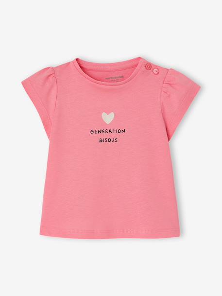 Lot 2 T-shirt bébé fille fantaisie bleu clair+rose - vertbaudet enfant 