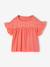 T-shirt fille manches détails brodés corail+écru+kaki - vertbaudet enfant 