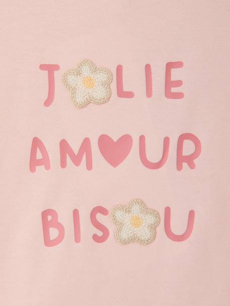 T-shirt voor babymeisjes met gehaakte details ecru+lichtroze - vertbaudet enfant 