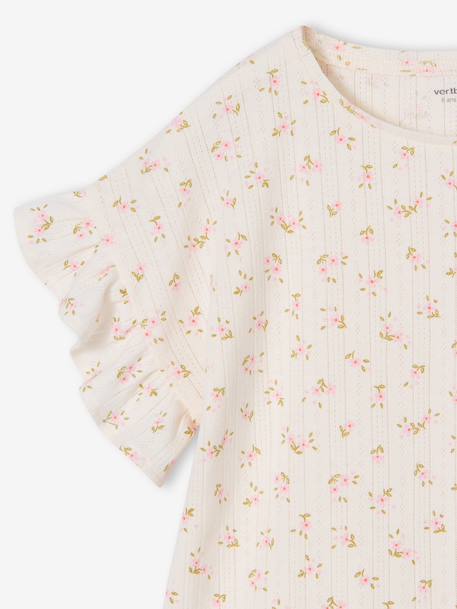 T-shirt fille en maille pointelle écru - vertbaudet enfant 