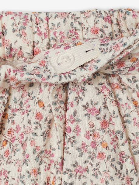 Pantacourt fille volanté gaze de coton blanc imprimé+bleu imprimé - vertbaudet enfant 
