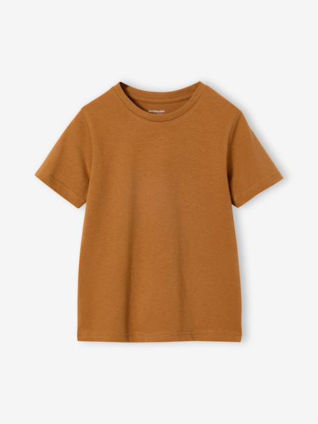 Set van 3 T-shirt met korte mouwen karamel+marineblauw+pecannoot+saliegroen - vertbaudet enfant 