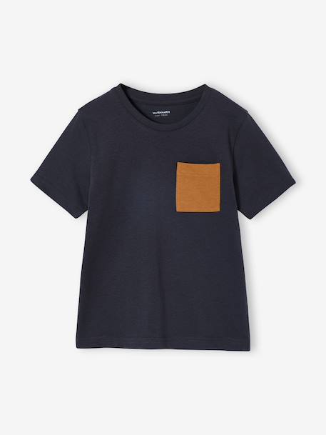 Lot 3 T-shirts manches courtes bleu pétrole+caramel+marine+noix de pécan+vert amande+vert sauge - vertbaudet enfant 