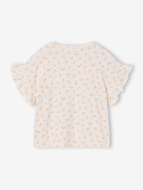 T-shirt fille en maille pointelle écru - vertbaudet enfant 