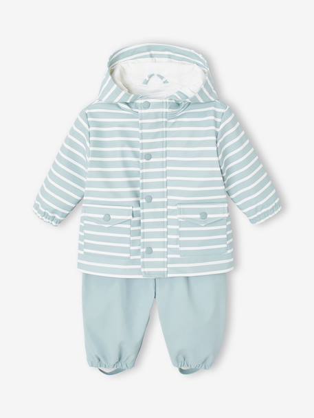 Regenjas en broek babyset voor jongens grijsblauw - vertbaudet enfant 