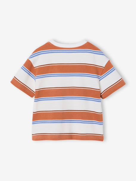 T-shirt garçon rayé orange imprimé - vertbaudet enfant 