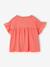 T-shirt fille manches détails brodés corail+écru+kaki - vertbaudet enfant 