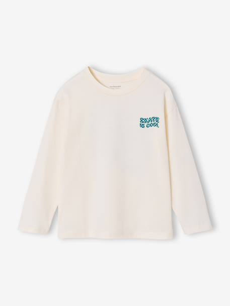T-shirt met lange mouwen voor jongens ecru+leiblauw - vertbaudet enfant 