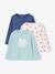 Set van 3 BASICS meisjesshirts met lange mouwen antraciet+ecru+grijsblauw+indigoblauw+koraal+zachtpaars - vertbaudet enfant 