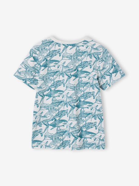 T-shirt garçon imprimé blanc chiné+bleu jean+lichen+menthe - vertbaudet enfant 