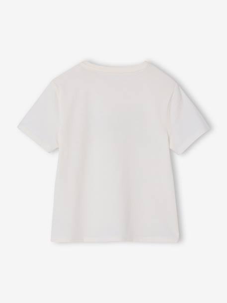 T-shirt voor meisjes met print en korte mouwen ecru+rozen+saliegroen - vertbaudet enfant 