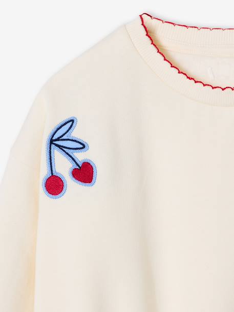 Sweat fille avec patchs écru - vertbaudet enfant 