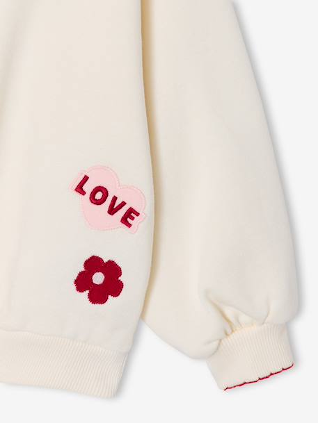 Sweat fille avec patchs écru - vertbaudet enfant 