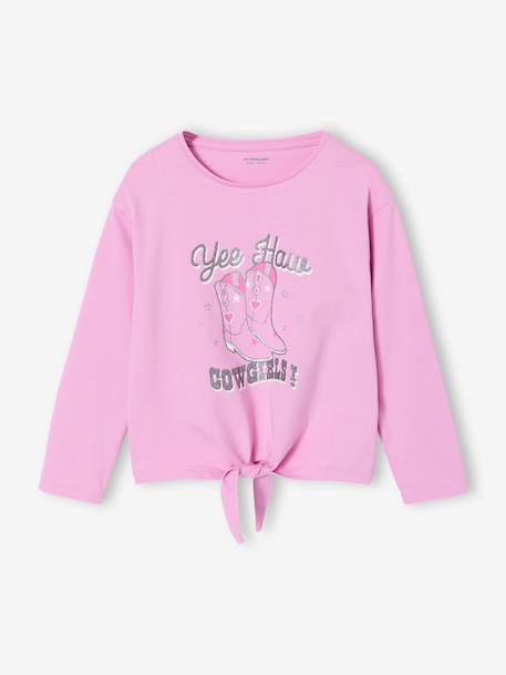 T-shirt fille à nouette mauve - vertbaudet enfant 