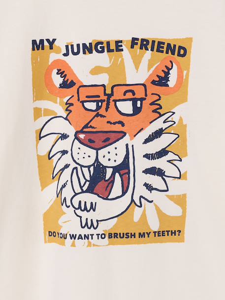 T-shirt garçon manches courtes animaux blanc+écru+vert sapin - vertbaudet enfant 