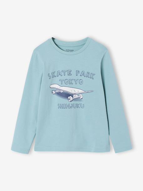 T-shirt garçon imprimé blanc chiné+bleu grisé+marine - vertbaudet enfant 