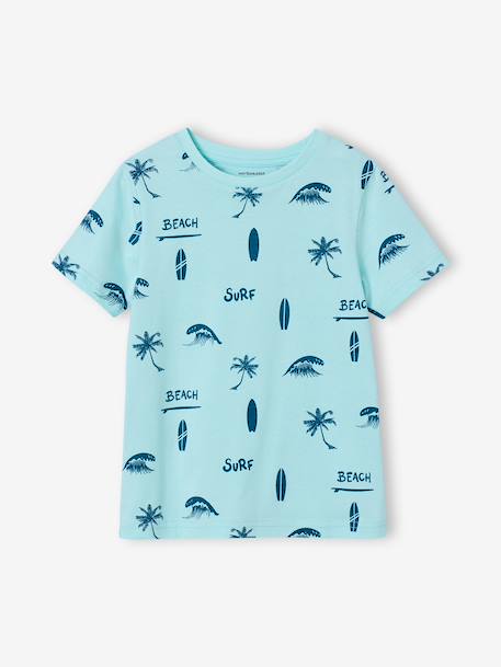 T-shirt garçon imprimé blanc chiné+bleu jean+lichen+menthe - vertbaudet enfant 