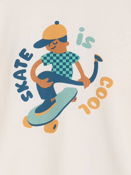 T-shirt met lange mouwen voor jongens ecru+leiblauw - vertbaudet enfant 