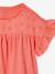 T-shirt fille manches détails brodés corail+écru+kaki - vertbaudet enfant 