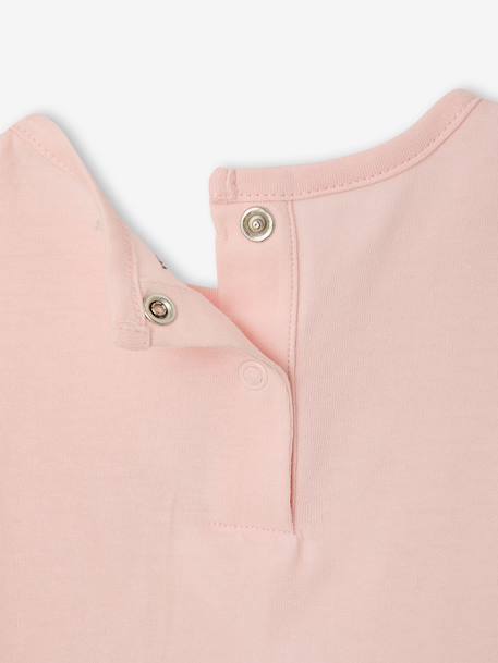 T-shirt voor babymeisjes met gehaakte details ecru+lichtroze - vertbaudet enfant 