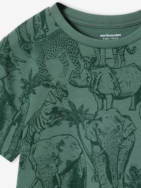 T-shirt garçon imprimé blanc chiné+bleu jean+lichen+menthe - vertbaudet enfant 