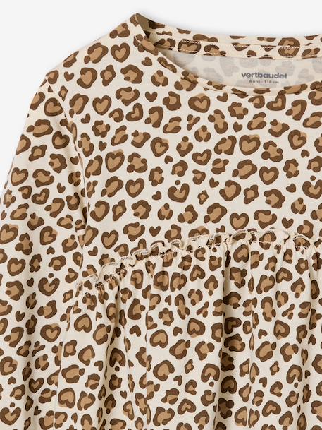 T-shirt blouse fille imprimé manches longues beige+écru+vert de gris - vertbaudet enfant 