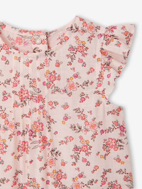 Bedrukt setje pakje + hoofdband baby meisje lichtroze+roze (poederkleur)+zeegroen met print - vertbaudet enfant 