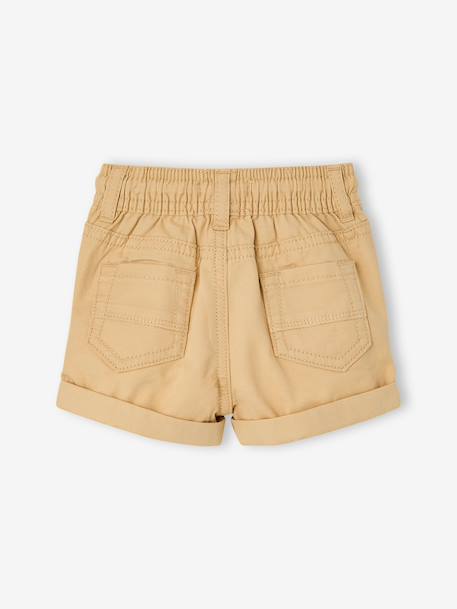 Short bébé garçon en toile taille élastiquée cappuccino+terracotta - vertbaudet enfant 