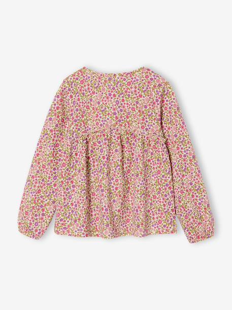 Shirtblouse met print voor meisjes beige+ecru+groengrijs - vertbaudet enfant 