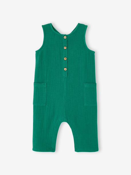 Combinaison longue bébé gaze de coton vert émeraude - vertbaudet enfant 
