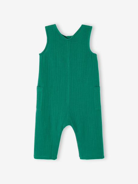 Combinaison longue bébé gaze de coton vert émeraude - vertbaudet enfant 