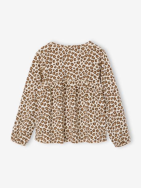 Shirtblouse met print voor meisjes beige+ecru+groengrijs - vertbaudet enfant 